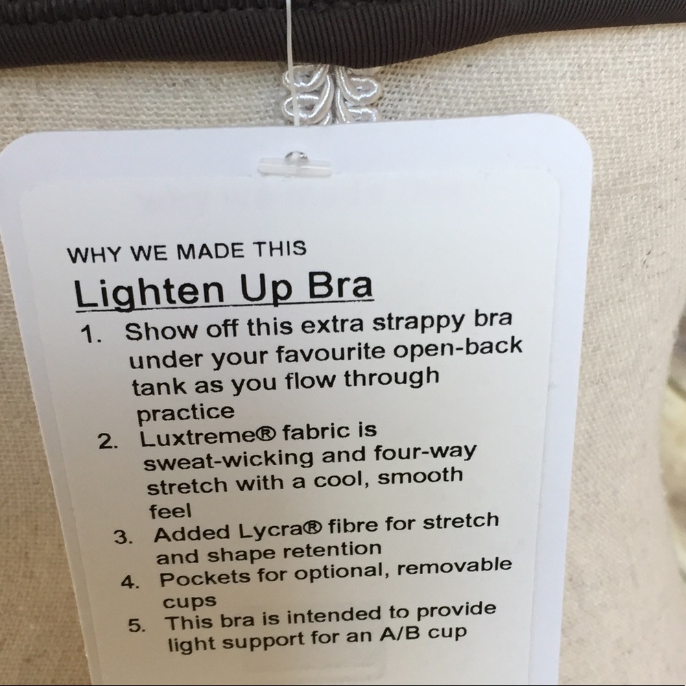NWT STNY GREY LULULEMON LIGHTEN UP BRA WITH PADS - Picture 4 of 5